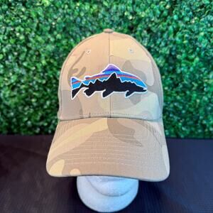Patagonia Camo Fish Mountains Hat Cap One Size OSFA